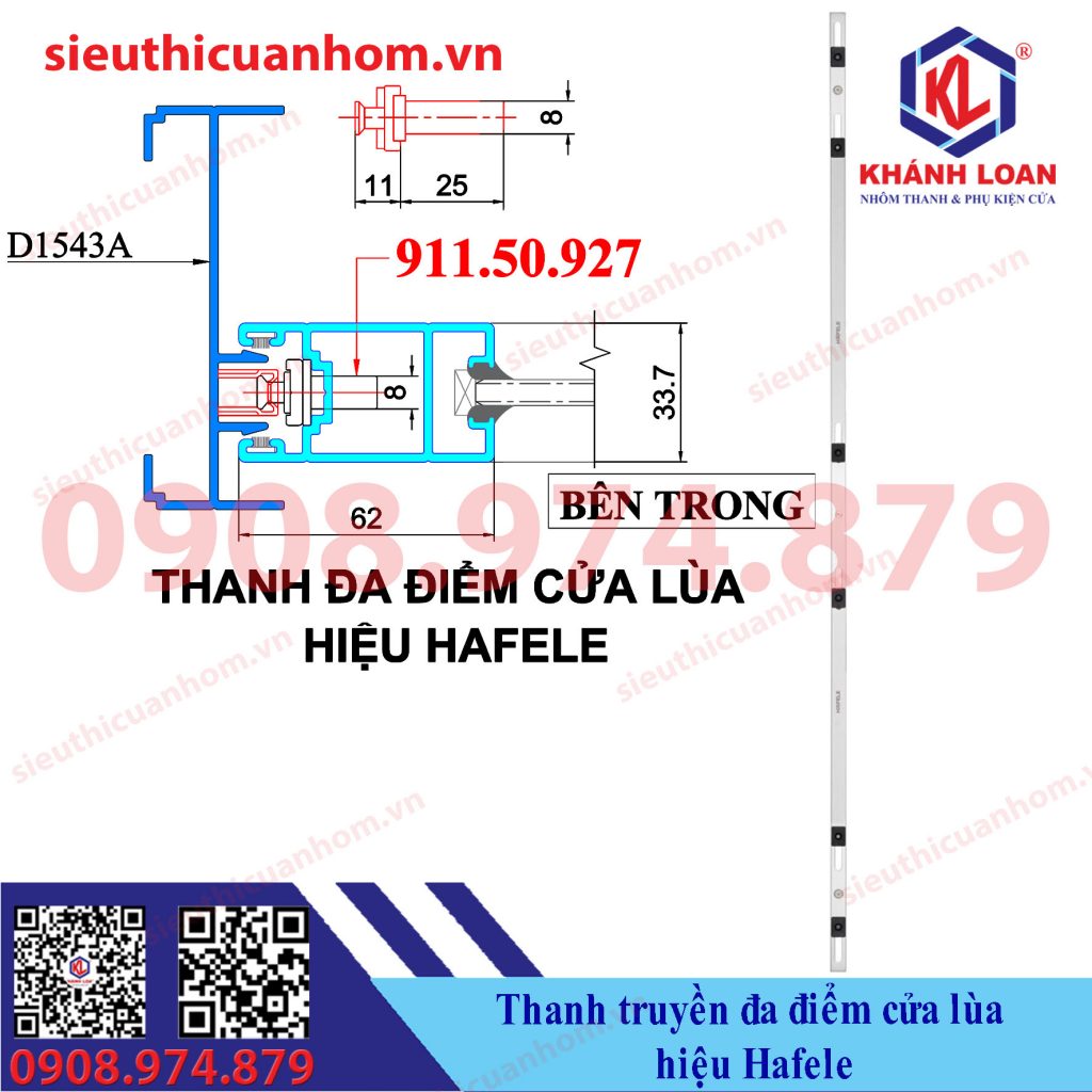 Thanh đa điểm cửa lùa hiệu Häfele