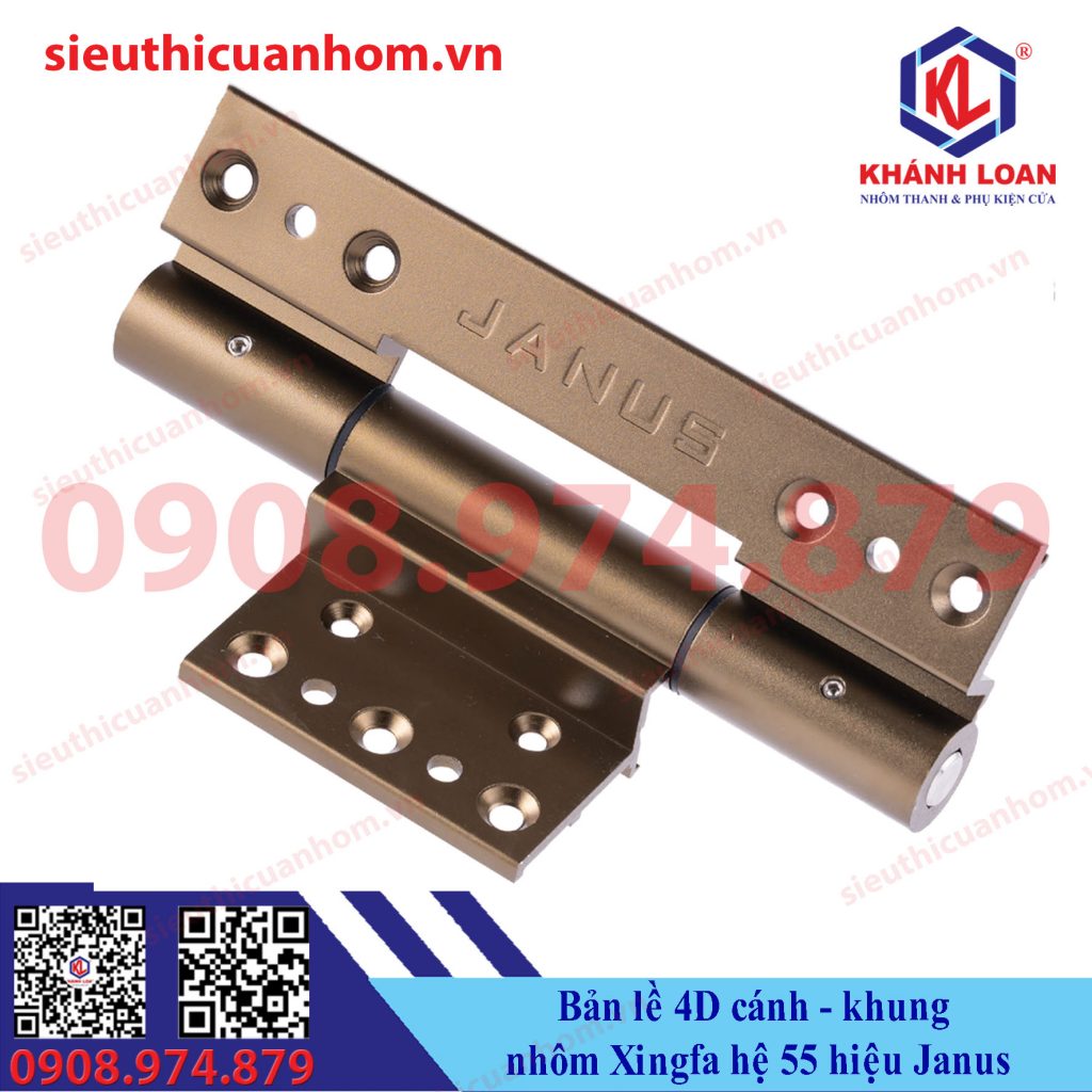 Bản lề 4D cánh khung nhôm Xingfa hệ 55 hiệu Janus