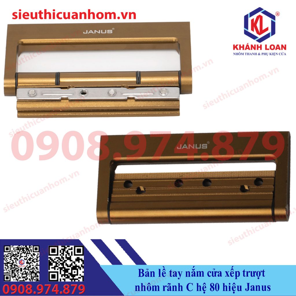 Bản lề tay nắm cửa xếp trượt hệ 80 rãnh C hiệu Janus