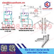 Bản lề chữ A chịu lực cao cấp cho nhôm rãnh C hiệu Janus