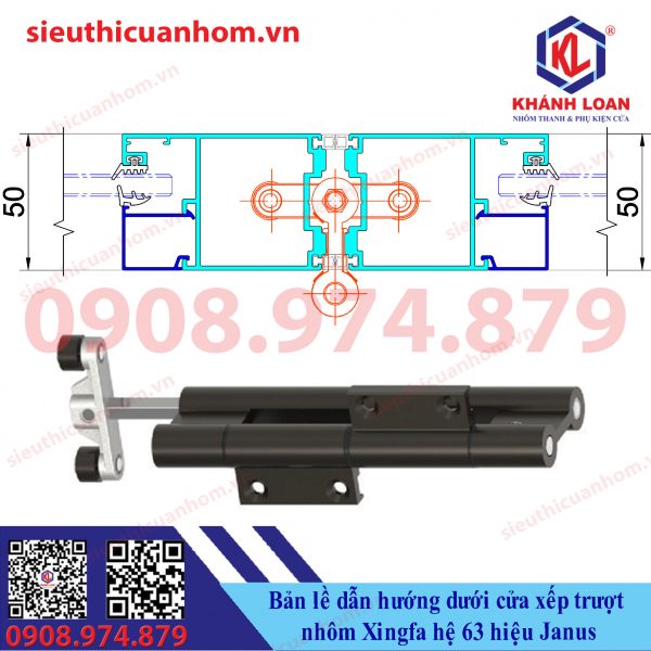 Bản lề dẫn hướng dưới cửa xếp trượt nhôm Xingfa hệ 63 hiệu Janus