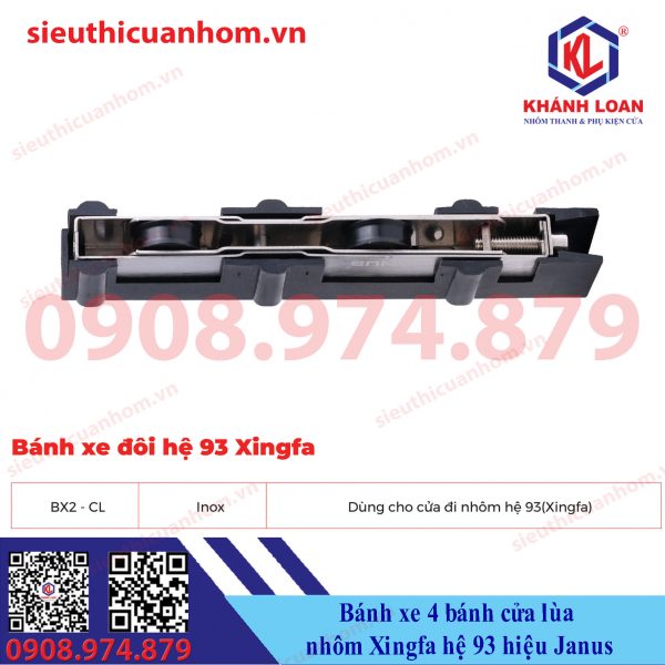 Bánh xe 4 bánh nhôm Xingfa hệ 93 hiệu Janus