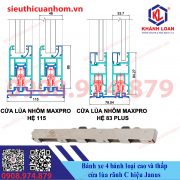 Bánh xe 4 bánh ray ovan cửa lùa rãnh C hiệu Janus