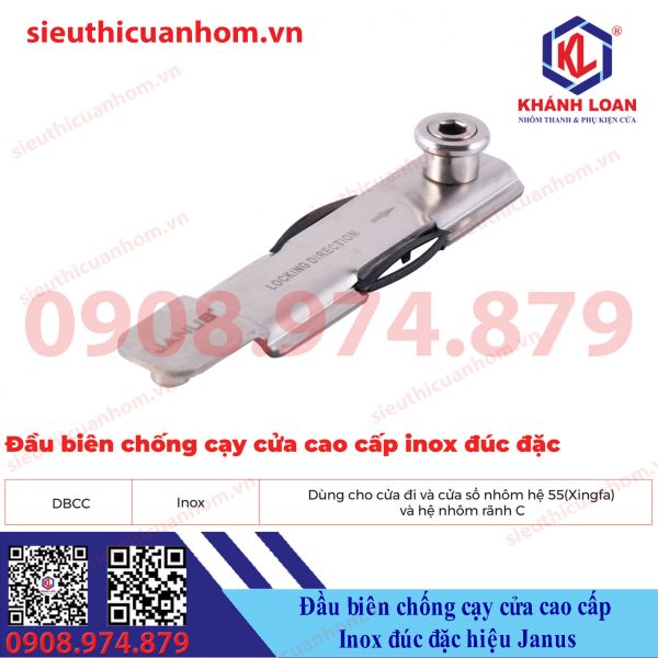 Đầu biên chống cạy cửa cao cấp Inox đúc đặc hiệu Janus