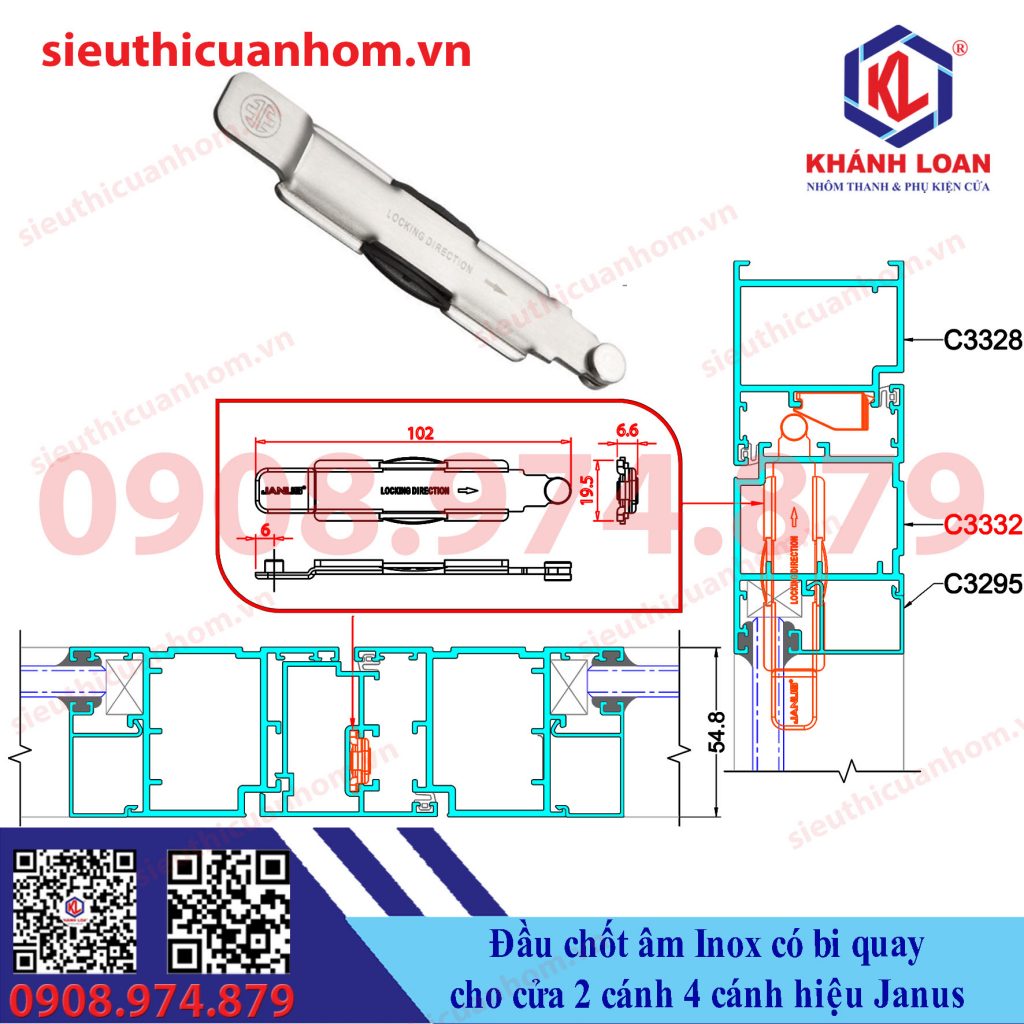 Đầu chốt âm nối thanh truyền có bi quay hiệu Janus