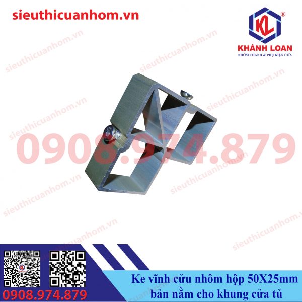 Ke vĩnh cửu nhôm hộp 50X25mm bản nằm khung cửa tủ