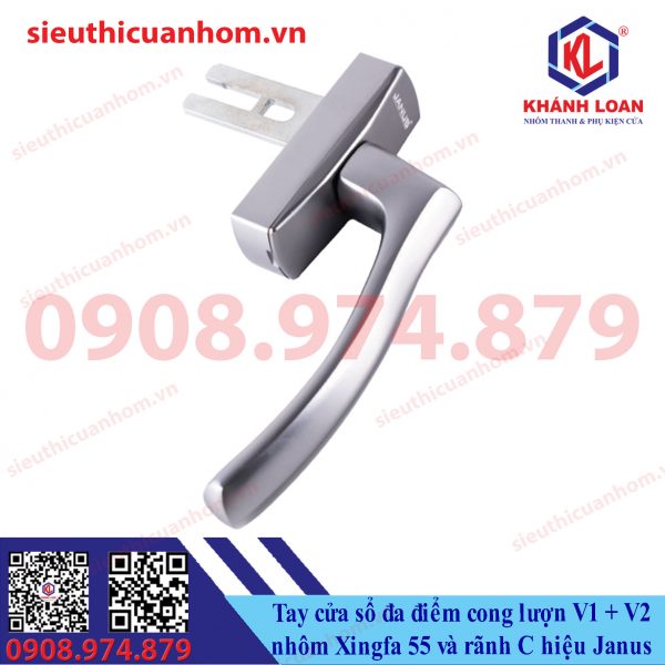 Tay nắm cửa sổ đa điểm cong lượn V1 + V2 hiệu Janus