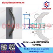 Tay kéo cửa nhôm mẫu cong lượn dài 450mm hiệu Janus