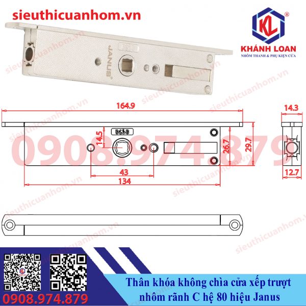 Ổ chia chuyển động âm cửa xếp trượt hệ 80 rãnh C hiệu Janus