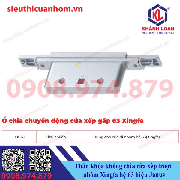 Thân khóa không chìa cửa xếp trượt nhôm Xingfa hệ 63 hiệu Janus