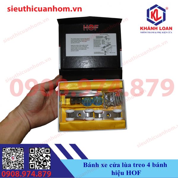 Bánh xe cửa lùa treo 4 bánh hiệu HOF