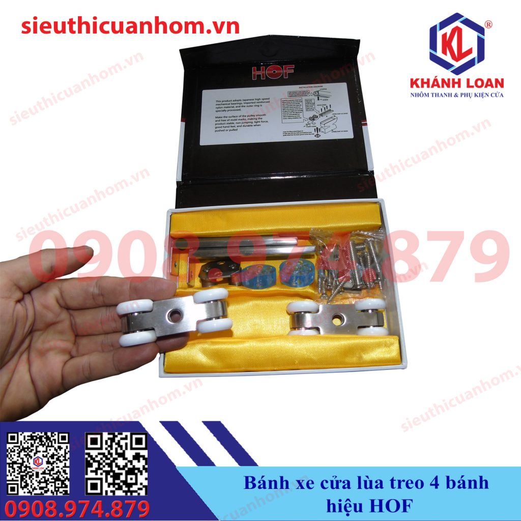 Bánh xe cửa lùa treo 4 bánh hiệu HOF