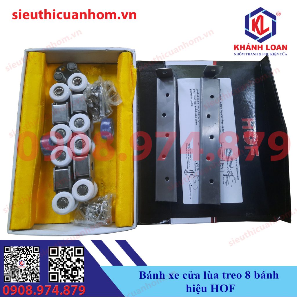 Bánh xe cửa lùa treo 8 bánh hiệu HOF