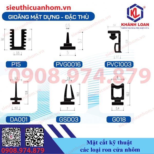 Mặt cắt kỹ thuật các loại ron cửa