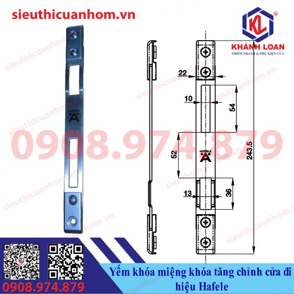 Miệng khóa tăng chỉnh hiệu Häfele cho nhôm Xingfa hệ 55 và rãnh C