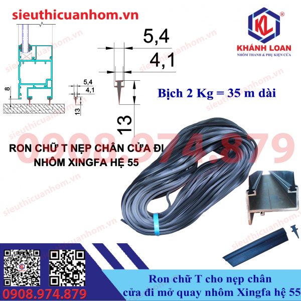 Ron nẹp chân cửa đi nhôm Xingfa hệ 55 cuộn 2Kg