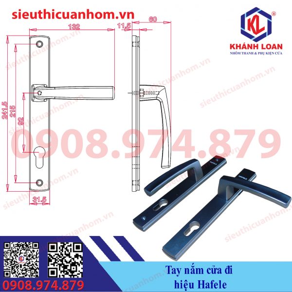 Tay nắm cửa đi hiệu Häfele cho nhôm Xingfa hệ 55 và rãnh C