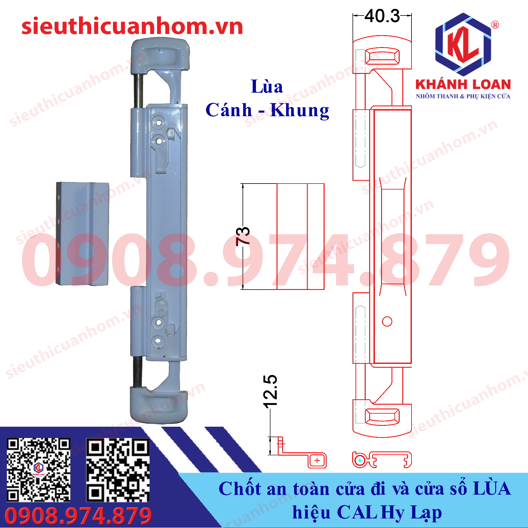 Chốt an toàn chống trộm cửa lùa hiệu CAL Hy Lạp