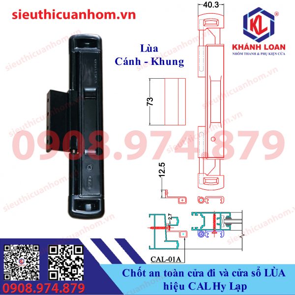 Chốt an toàn chống trộm cửa lùa hiệu CAL Hy Lạp