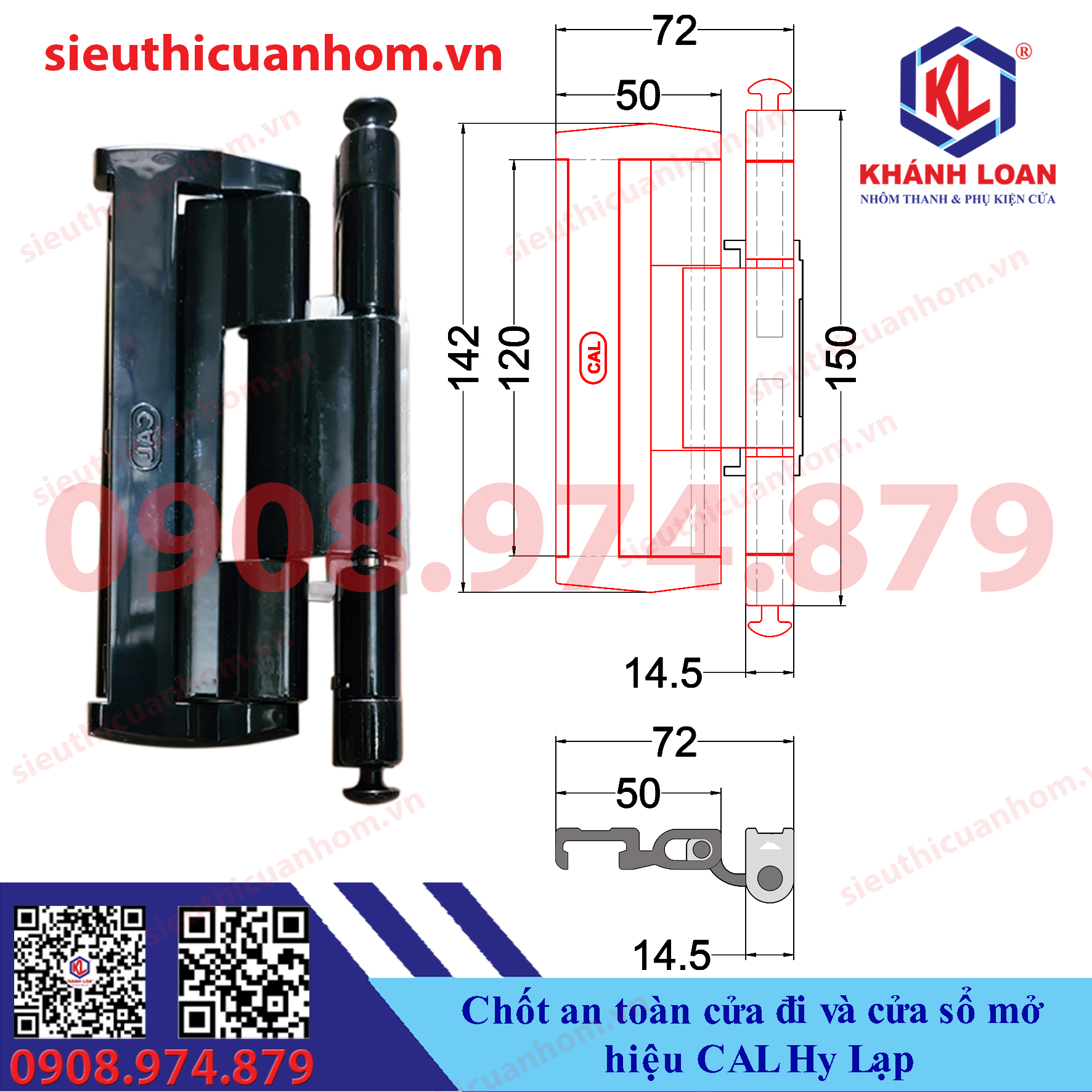 Chốt an toàn chống trộm cửa mở quay hiệu CAL Hy Lạp