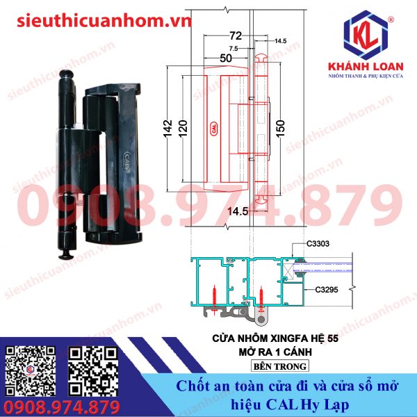 Chốt an toàn chống trộm cửa mở quay hiệu CAL Hy Lạp