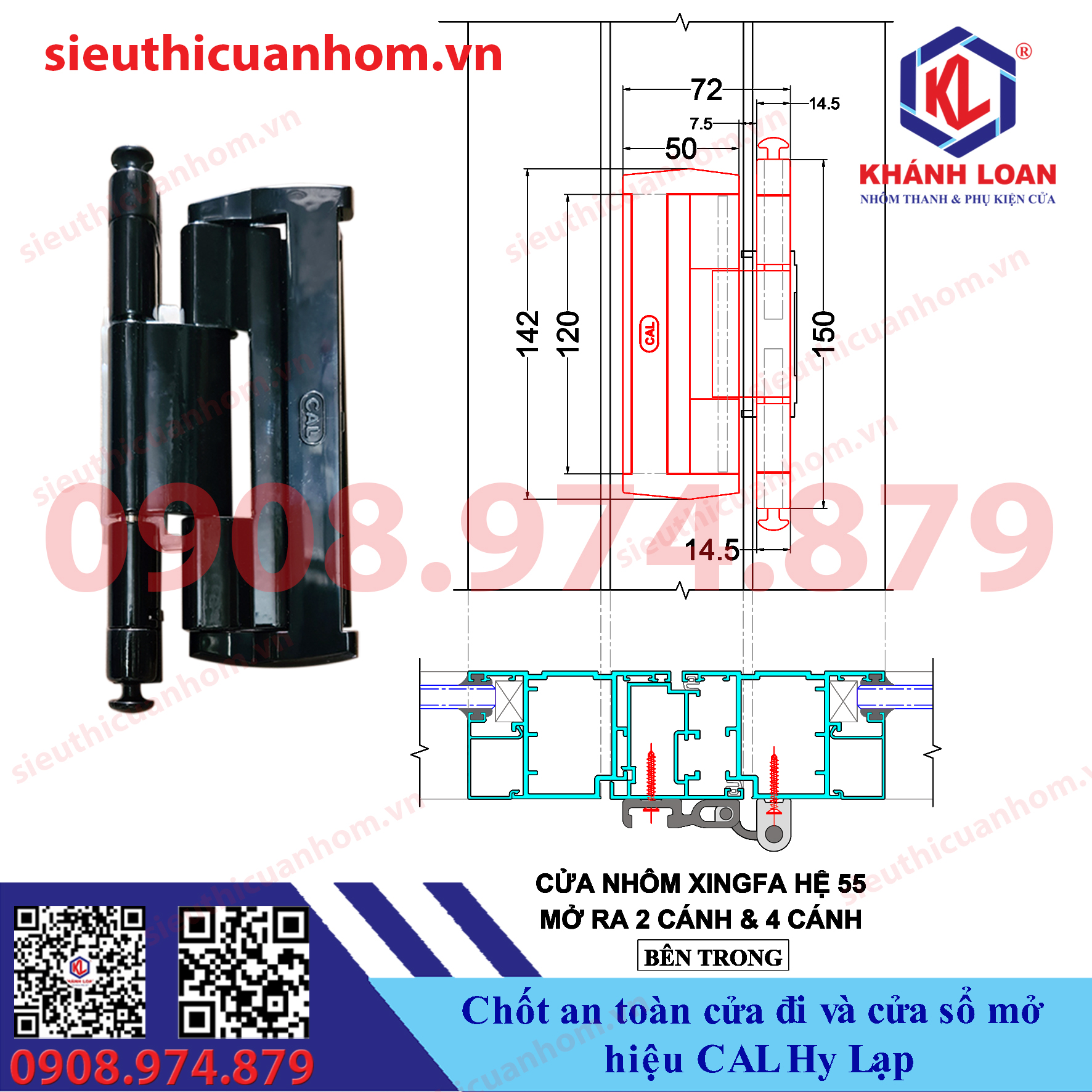 Chốt an toàn chống trộm cửa mở quay hiệu CAL Hy Lạp