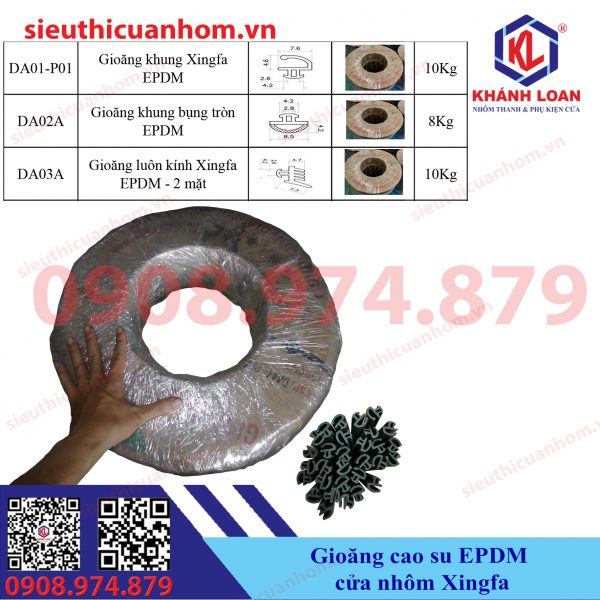 Gioăng cao su cửa nhôm kính EPDM