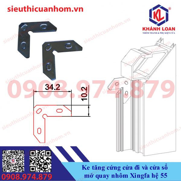 Ke tăng cứng chống vênh cửa mở nhôm Xingfa hệ 55