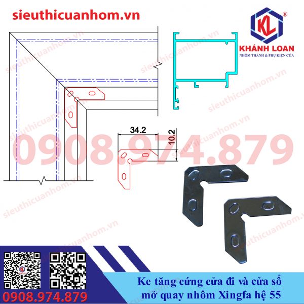 Ke tăng cứng chống vênh cửa mở nhôm Xingfa hệ 55