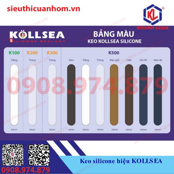 Keo silicone hiệu KOLLSEA màu xám đậm Xingfa