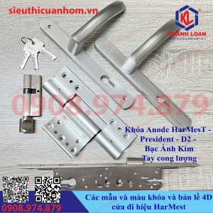 Các mẫu và màu khóa cửa đi hiệu HarMest