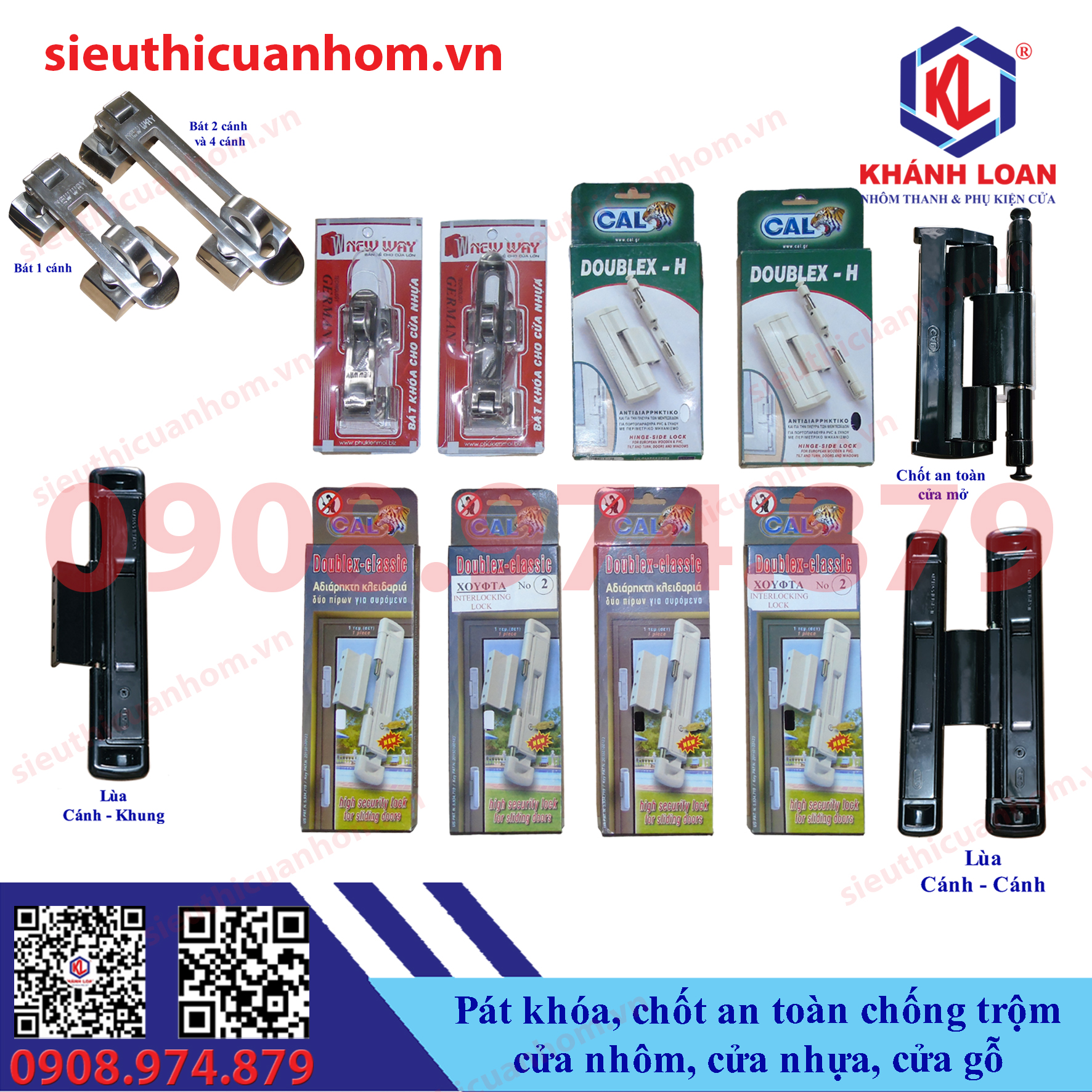 Các loại pát khóa và chốt an toàn chống trộm cửa