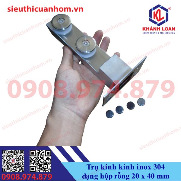 Trụ kính kính Inox 304 dạng hộp rỗng 20 x 40 mm