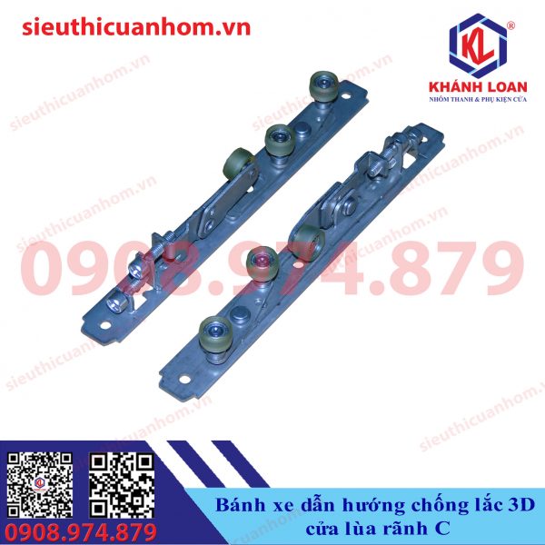 Bánh xe 3D dẫn hướng và chống lắc cửa lùa treo