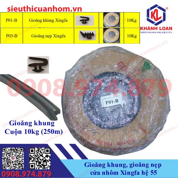 Gioăng khung gioăng nẹp hiêu Đông Á cho nhôm Xingfa hệ 55