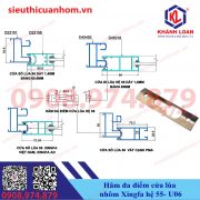 Hãm đa điểm cửa lùa nhôm Xingfa hệ 55 U06