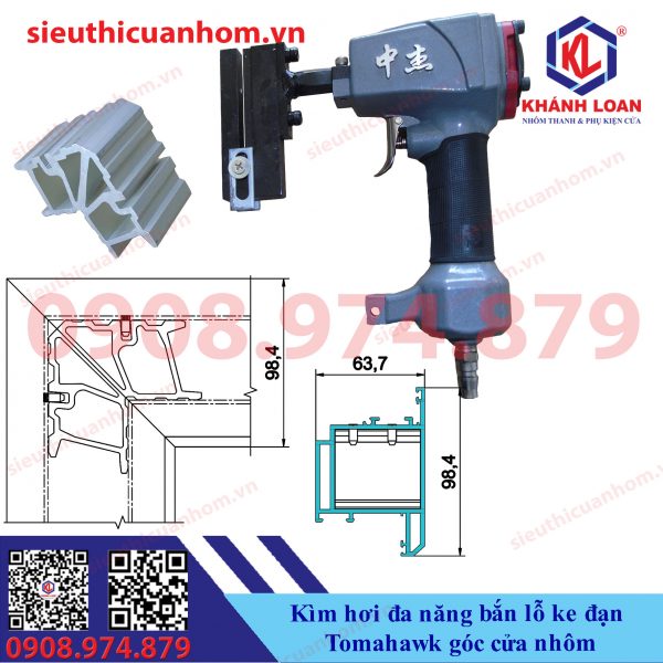 Kìm hơi đa năng bấm lỗ ke đạn Tomahawk cửa nhôm