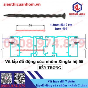 Vít lắp đố động cửa nhôm Xingfa Inox 410 đầu bằng