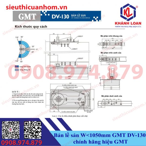 Bản lề sàn chính hãng GMT DV-130