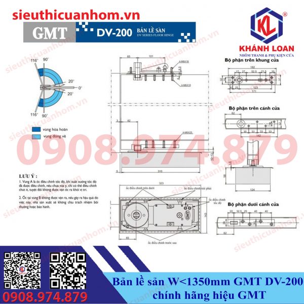 Bản lề sàn chính hãng GMT DV-200