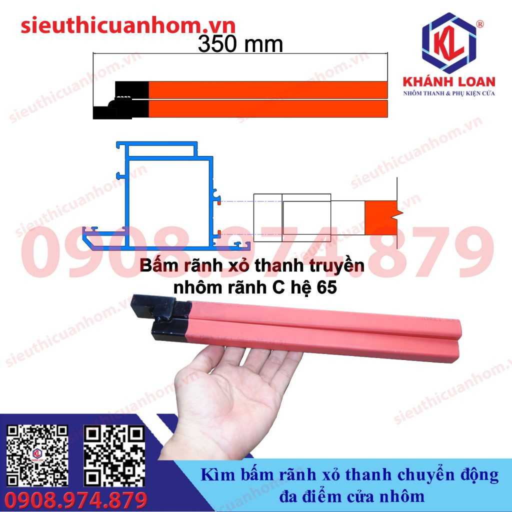 Kìm bấm rãnh xỏ thanh chuyển động đa điểm cửa nhôm