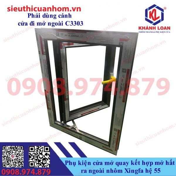 Phụ kiện cửa mở quay kết hợp hất ra ngoài nhôm Xingfa hệ 55