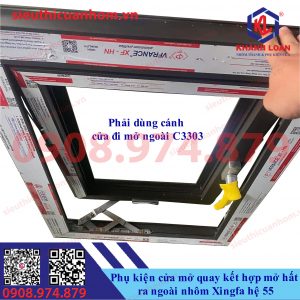 Phụ kiện cửa mở quay kết hợp hất ra ngoài nhôm Xingfa hệ 55