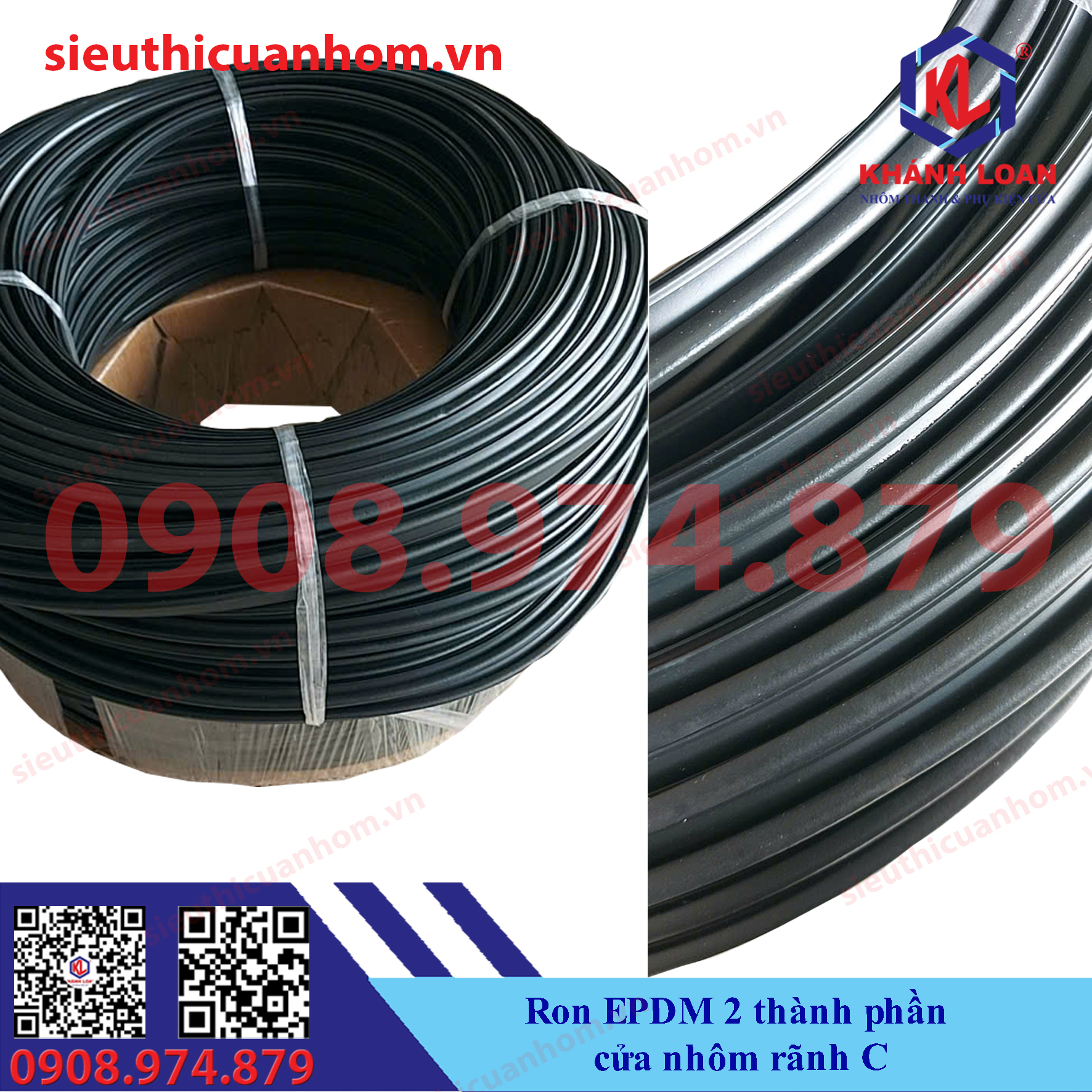 Ron cao cấp EPDM cho cửa nhôm Maxpro rãnh C 