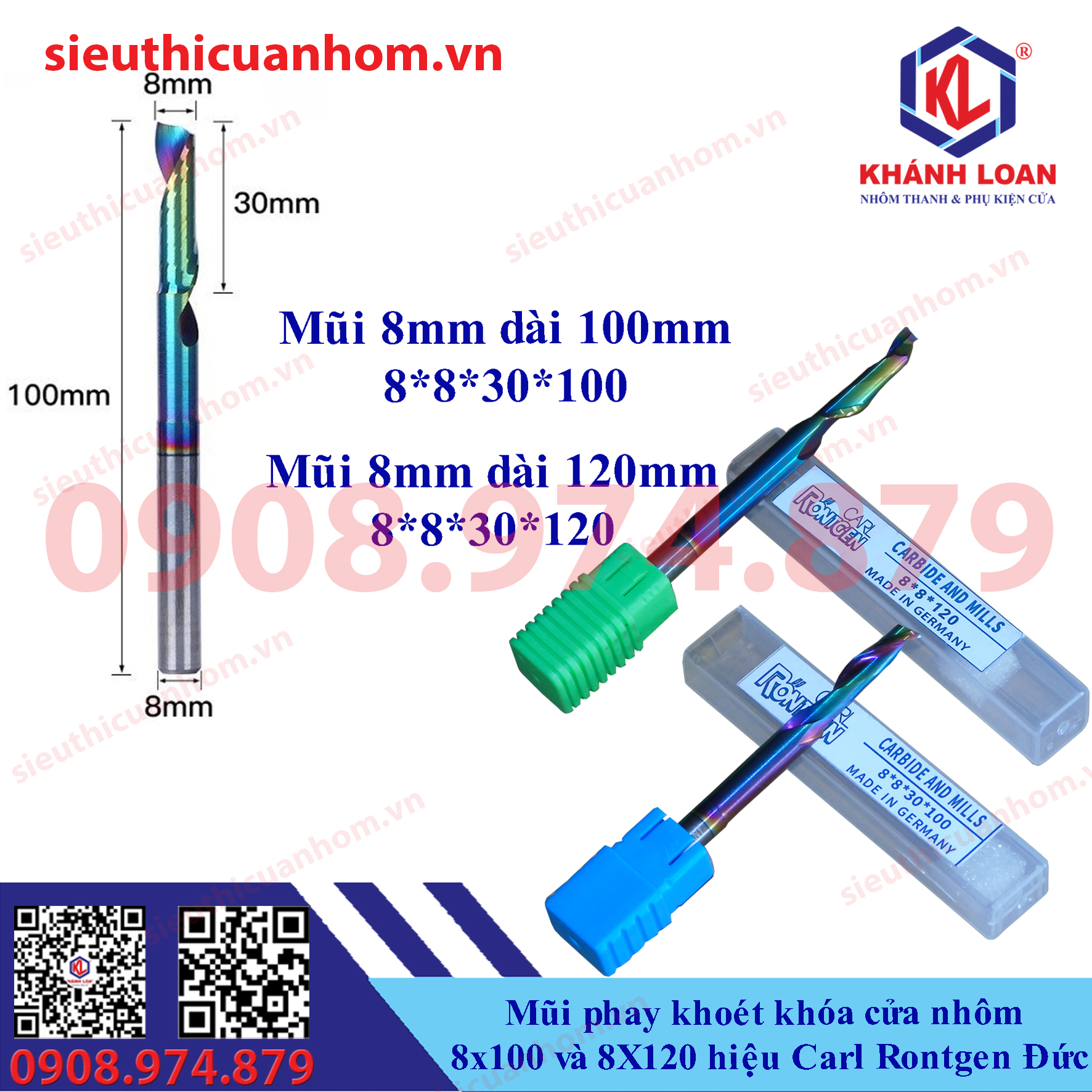 Mũi phay khoét khóa cửa nhôm