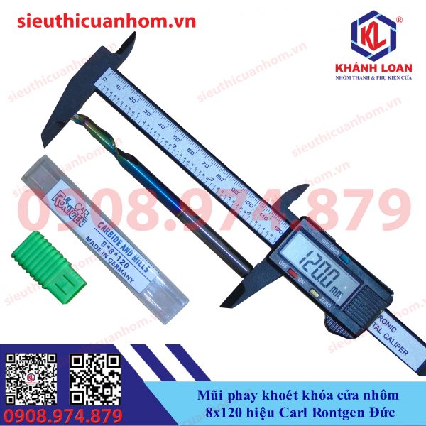 Mũi phay khoét khóa cửa nhôm 8X120mm