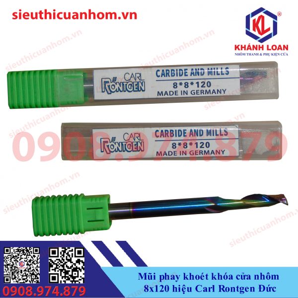 Mũi phay khoét khóa cửa nhôm 8X120mm