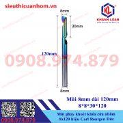 Mũi phay khoét khóa cửa nhôm 8X120mm