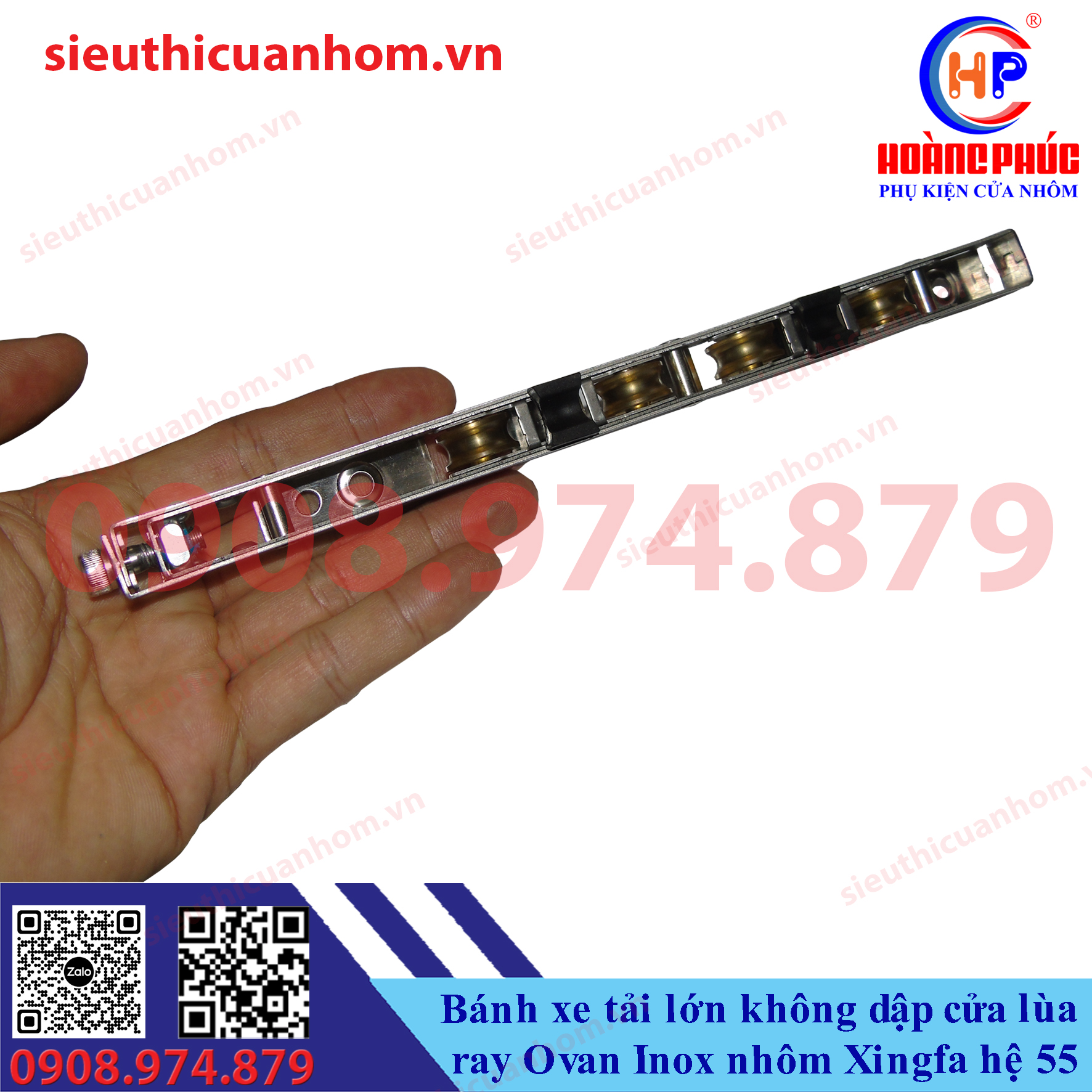 Bánh xe tải lớn không dập ray Ovan Inox cửa lùa 55