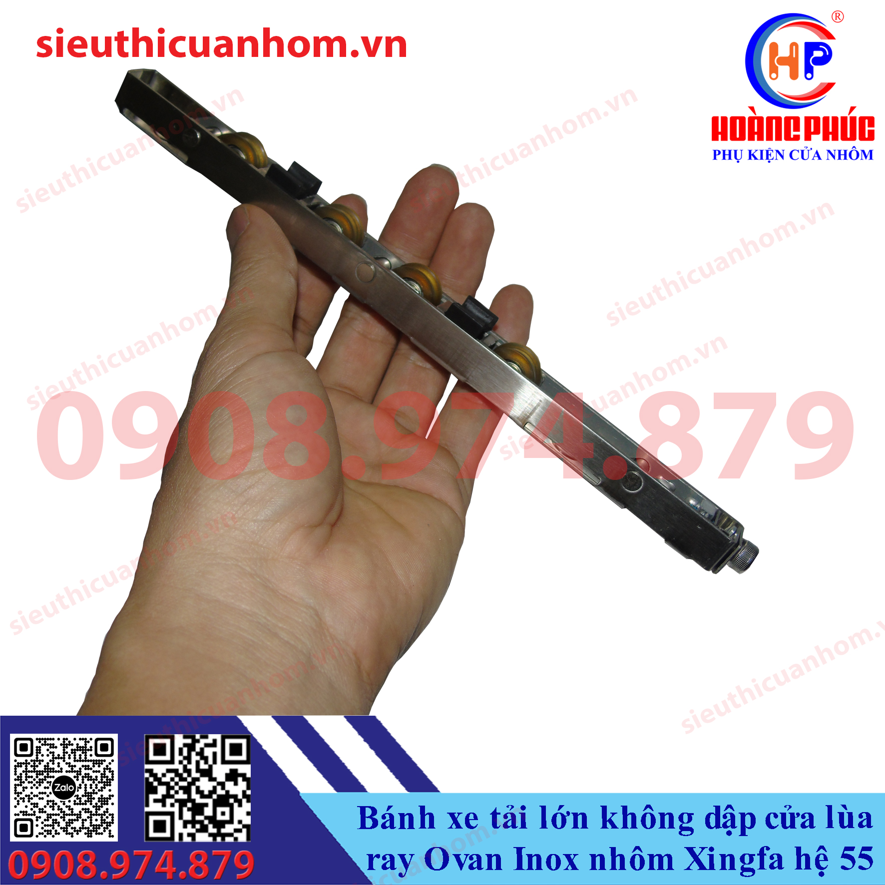 Bánh xe tải lớn không dập ray Ovan Inox cửa lùa 55